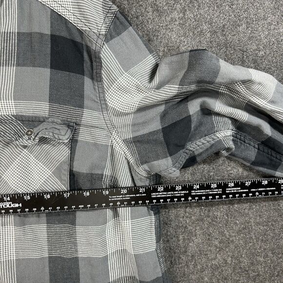 Columbia Two Times Shirt Women’s 1X Gray Check Hooded Pockets Button Down Plus - Picture 5 of 8